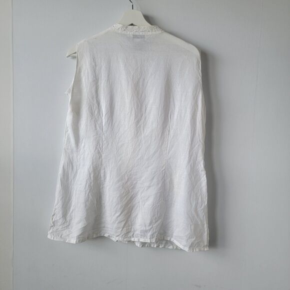 Rene Margo I.C .I women's 100% linen sleeveless shirt size 16 embroidery - Picture 2 of 8